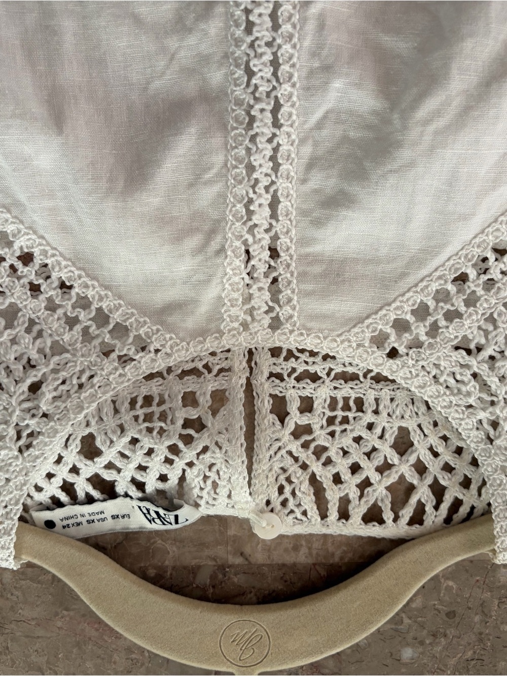 Zara Cream Crochet Lace Tank Top